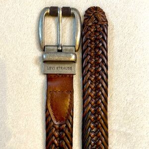 Levi Strauss woven bonded leather belt w/heavyweight silver roller buckle Sz 42